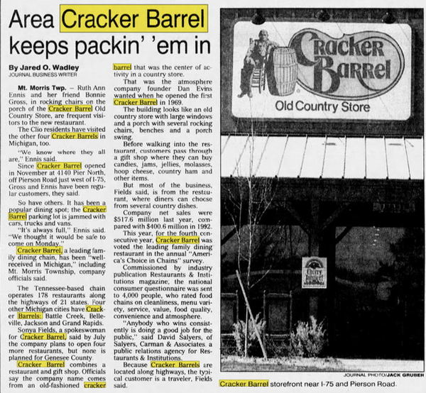 Cracker Barrel - Apr 20 1994 Article (newer photo)
